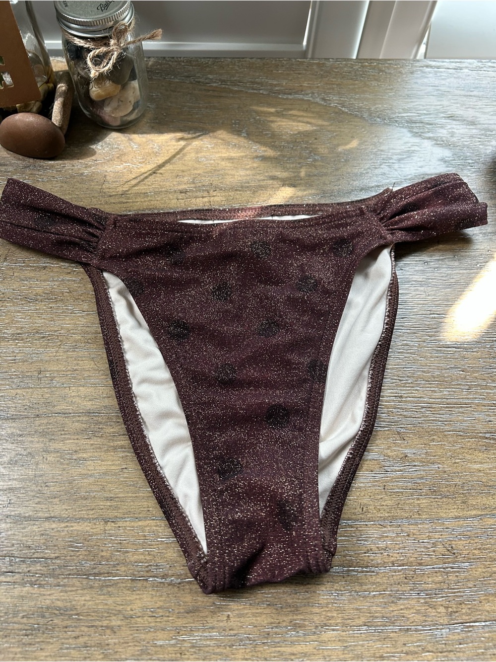 PEONY Never worn! Sparkle Bandeau Bikini Top and Bottom in Dark Brown